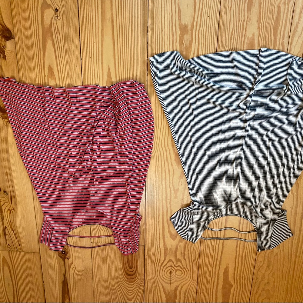 Striped Scoop Neck Mini Dress Duo - Red & Gray NWOT
